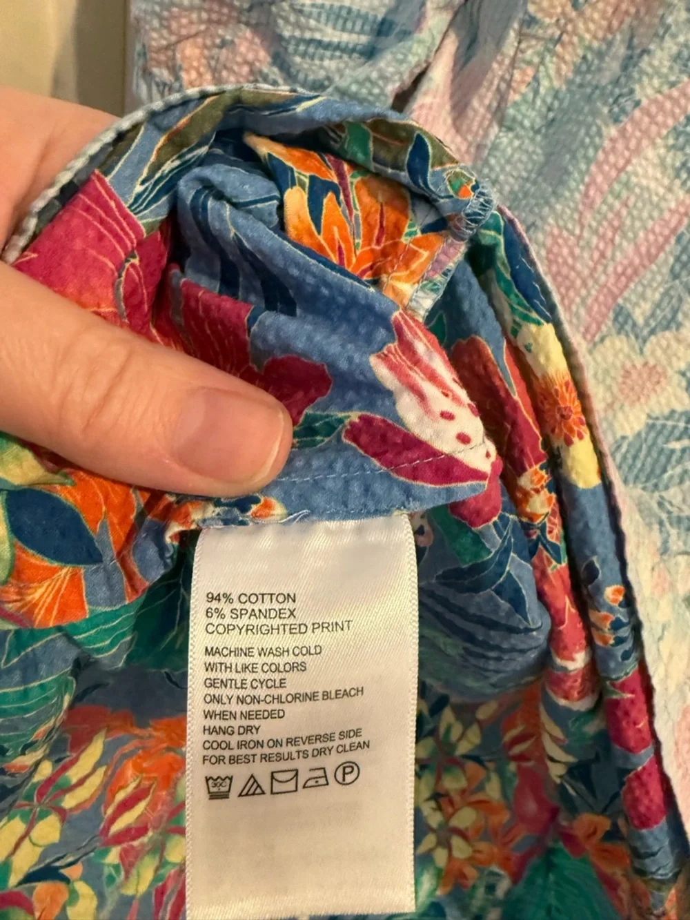 Tommy Bahama Floral Mix Short-Sleeve Top in Light Blue & Pastel Pink - Picture 7 of 7